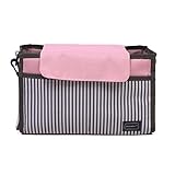 hibote ベビーカー ドリンク ホルダー ネット バッグ 多機能小物入れ ベビーカーバッグ 収納 マザーズバッグ ストローラー ベビーカー用 収納バスケット 大容量 ピンク