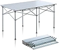 FIELDOOR アルミ製 レジャーロールテーブル 幅120cm×奥行70cm×高さ40cm/70cm コンパクト収納 レジャー BBQ キャンプ アウトドア