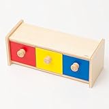 【Natural MONTESSORI】モンテッソーリ教具 -- 3色ふた開けボックス -- montessori 教育 ナチュラルモンテッソーリ 本格教材 木製知育玩具 木製パズル ブロック ベビー
