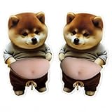 犬 お腹 シール 3D ぷにぷに【2026新型】柔らかい もっちり スクイーズ ステッカー かわいい デブ犬 癒し グッズ 手帳 デコ スマホ 車内 装飾用 (灰服の柴犬2個)