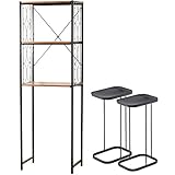 キッチンラック 幅60 ＆ ゴミ袋ホルダー 2個セット 3点セット レンジ台 2段 スライド ゴミ箱 ゴミ袋スタンド ふた付き 分別 スリム キッチン ブラック