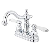 Kingston Brass KB1601PL Heritage 4-Inch Centerset Lavatory Faucet with Porcelain Lever Handle, Polis