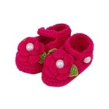 Baby Newborn Toddler Infant Prewalker Flower Style Hand-knitted Wool Crochet Crib Shoes ベビー・ガールズ カラー