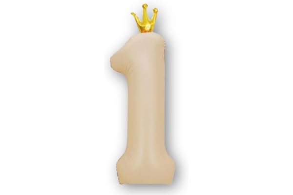 La Kissa 数字 バルーン 誕生日バルーン バースデー 誕生日 飾り付け 王冠付き 40インチ 大きい 風船 約90cm(王冠ベージュ,１) | 写真映えする華やかなデザイン・記念撮影やパーティー装飾、サプライズ演出にぴったり・お子様から大人まで幅広く使えるフォトアイテム