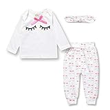 Kids Tales幼児用ベビー女の子EyelashプリントTシャツトップス+パンツ+ヘッドバンド3pcs カラー: ホワイト