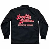 LANGLITZ LEATHERS ラングリッツレザー ヘビーナイロンツイル ウィンドブレーカー Type A 2-tone (ブラック/プリントカラー:レッド,ゴールド) (ブラック, L)