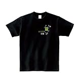 [chatte noir] Tシャツ メンズ 半袖 おしゃれ カエル 蛙 イラスト ワンポイント クルーネック Uネック ユニセックス 男女兼用 プリントTシャツ ブラック L