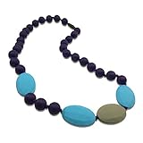 Teething Necklace for Mom to Wear - Baby Safe Silicone Teether 24 Inches Navy by Epicura