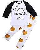 ベビー　子供服　長袖　丸首　Ｔシャツ　ロングパンツ　2点セット　英語文字　ハート柄　可愛い　幼児　赤ちゃん服　出産祝い　普段着 (110)