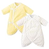 長袖コンビ肌着２枚組　くまくま　イエロー