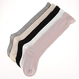 EOZY ベビー ハイソックス キッズ 靴下 女の子 無地 ガールズ フォーマル タイツ 結婚式 発表会 幼稚園 ニーソックス 秋冬 保温 M 5足セット