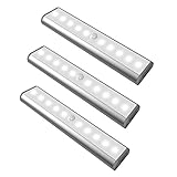 Senders LEDセンサーライト 三本セット 人感センサー ワイヤレス 懐中電灯 高輝度 USB 充電式 マグネット 取り付け型 (シルバー 3pcs)