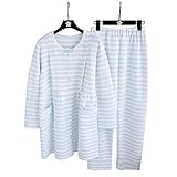 Royanney パジャマ レディース ルームウェア マタニティ 綿 オーガニック コットン100 長袖 冬 前開き 出産パジャマ 産後パジャマ 寝間着 上下セット あったか 長い丈