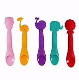 ベビーキッズ　シリコンスプーン　深型　かわいいアニマル　食品グレード　五個入り
