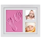 赤ちゃんの手形、PChero 綺麗なベビーフレーム記念品、足形フレーム、プライスレスなメモリ、アクリルガラスと安全な非毒性の粘土、良品質の木製フレーム、男女通用、赤ちゃんのための完全なギフト - ピン