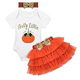 （イーエフイー）EFE ベビーロンパース チュチュスカート カボチャ 演出服 ヘッドバンド付き ベビー服 女の子 赤ちゃん服 幼児 子供服 オレンジ 70