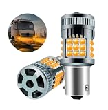 スーパーブライト S25 LED ウィンカー バルブ 12V 24V ウインカー球 バイク 車 トラック 150° BAU15S ピン角 アンバー ハイフラ防止 抵抗内蔵 シングル 平行ピン 2個 (S25 シングル 150° BAU15S)