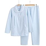 Royanney パジャマ レディース ルームウェア マタニティ 綿 オーガニック コットン100 長袖 冬 前開き 出産パジャマ 産後パジャマ 寝間着 上下セット あったか レース リボン