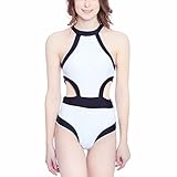 レディース水着 連体式 ワンピース　ビキニ　ラッシュガード フィットネス スクール水着　着痩せ カップ付ワイヤーなし　夏休み 泳ぐ 欧米人気 バックレス セクシー 美胸 バンドゥ　ルターネック　アリュ