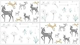 Sweet Jojo Designs 4-Piece Grey Gold and White Forest Deer Boys or Girls Baby and Kids Wall Decal St