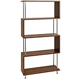 タンスのゲン オープンラック S字 5段 幅80cm シェルフ ウォールナット 39100015 WN