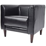 シングルソファ 「モデナ1P」 ボックス型 合皮タイプ ブラック色