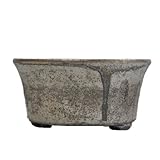 信楽焼 黒窯変手造足付中深そり 盆栽鉢 4号 幅11.5cm×高さ6cm