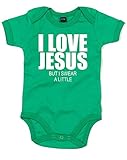 (神が好きです、でも少しだけ悪態をつきます。) I Love Jesus But I Swear A Little, プリント　ベビースーツ - グリーン/白 12-18 ヶ月