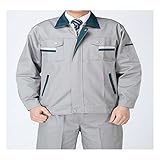 制服・ワークウェア　作業服　着心地よい　長袖　セット　メンズ　グレー　M