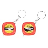 SODIAL(R) 2個　多機能レッドケース　1メートル3フィート　ミニテープメジャーwキーリング