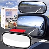 Biqing サイドミラー 補助ミラー, 楕円形 HDガラス凸面広角 死角 ミラー, 360° 角度調整自由自在 車用補助ミラー (ブラック 1個)