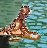 Hippo in水hipopotomusセラミック壁アートタイル8 x 8
