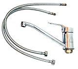 WAIWAIGOODS キッチン 混合 水栓 シングル レバー 蛇口 メッシュ ホース ２本 付 （Ａタイプ）