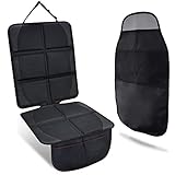 GIMart チャイルドシートマット キックガード 2点セット カープロテクトマット 車保護 シート カバー すべらない 傷つかない 汚れない 取り付け簡単 収納ポケット付き ブラック