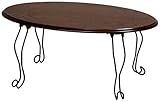 オーバルテーブル (ブラウン) 【折脚タイプ/約幅80×奥行50×高さ34.5cm】