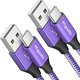 【1m 2本セット】USB Type C ケーブル パープル 急速充電 QC3.0 タイプc ケーブル 高速データ転送 cタイプ 高耐久ナイロン Switch、Xperia XZ3 XZ2 XZ、FireHD8 10 Plus FireMax11、Galaxy S10 S9 A20 A21 Note 10 9 8、Xiaomi, その他Android USB-C機器対応