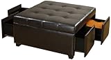 家具のアメリカSorelle button-tufted Ottoman with Drawers ブラウン IDF-BN6381