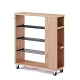 LOWYA（ロウヤ） トイレ収納 キャスター付き 可動棚 収納ラック すき間収納 ヴィンテージ調 ナチュラル/ブラック