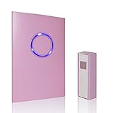 FiBiSonic ワイヤレスドアチャイム 三重防水 無線 インターホン 呼び鈴 玄関 呼び出しチャイムセット 複数台増設可 電池式 工事不要 (ピンク)