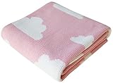 Fluffy Clouds, Blush Baby Blanket, Soft Cotton, Knitted, 30 x 40 inches by Humble Weave