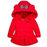 Smile キッズ 子供　ダウンジャケット ベビー 子供服 ダウンコート ダウン 棉服ジャケット 防寒 保温 アウターウエア 女の子 フード付き 秋冬　通園/通学　可愛い (レッド, 110cm)