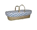 Baby Doll Minky Chevron Moses Basket, Blue by BabyDoll Bedding