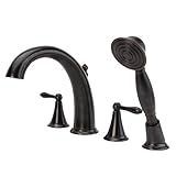 フォンテーヌMontbeliard 2-handleローマンタブ蛇口withハンドヘルドシャワー、オイルラビングブロンズ
