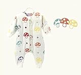 2way仕様 6重ガーゼスリーパー 袖外せる ベビー 秋冬用 長袖 オールーシーズン使用可能 (M, キノコ)