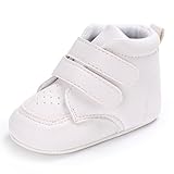 キッズスニーカー　ベビースポーツシューズ　子供　赤ちゃん　可愛い運動靴　ガールズ　ボーイズ　ハート形　星付き　歩行練習　滑り止め　マジックテープ付け靴　PUレザー　ホワイト　13cm　12-18ヶ月に