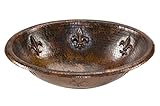 Premier Copper Products LO19RFLDB Oval Fleur De Lis Self Rimming Hammered Copper Sink, Oil Rubbed Br