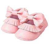 菲服 赤ちゃんの刺繍靴の弓の子供のソフトソール靴 (12(4-8M))