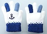 マリンテイストのふわもこジュニア手袋 ネイビー