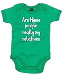 (この人達は本当に私の親戚) Are These People Really My Relatives, プリント　ベビースーツ - グリーン/白 12-18 ヶ月
