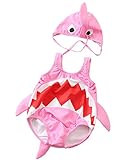 CXYP 水着 キッズ ベビー水着 2点セット 赤ちゃん サメ 可愛い キャップ 3D 男の子 女の子 85 90 100 海 温泉 記念写真 (XL（80-85）, ピンク)